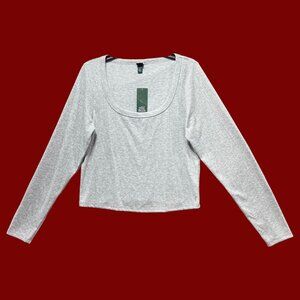 Wild Fable - Women's Long Sleeve Pointelle T-Shirt - Gray - XXL